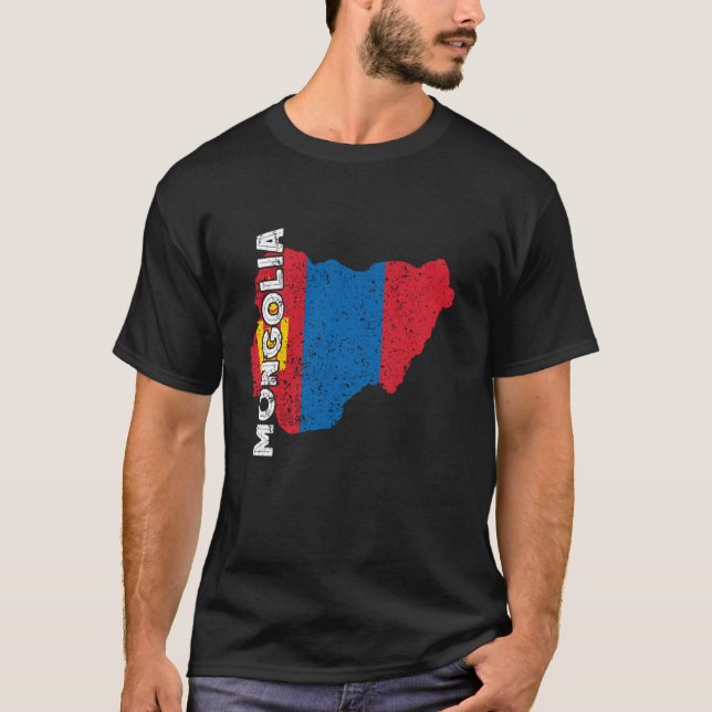 Camiseta Raíces Mongolas Mapa Bandera de Mongolia Orgullo M (Anverso)