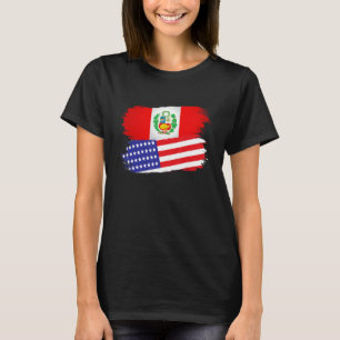 Camiseta Raíces patriotas de la bandera peruana estadounide