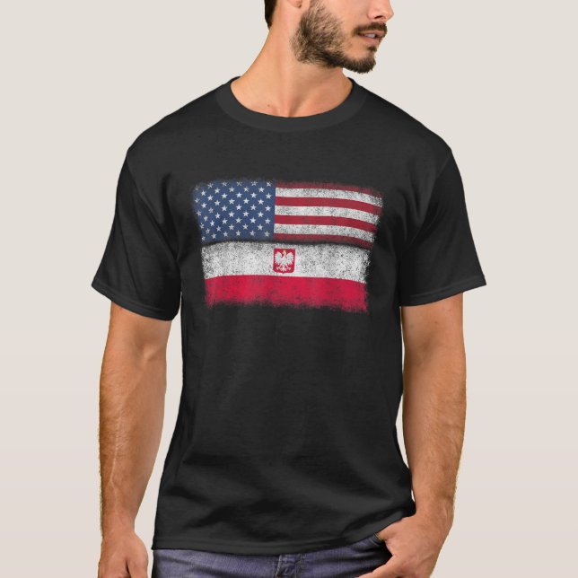 Camiseta Raíces Polacas Estadounidense Crecen Polonia Bande (Anverso)