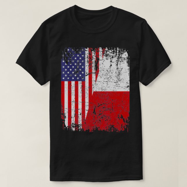Camiseta RAÍCES POLACOS Bandera media estadounidense BANDER (Diseño del anverso)