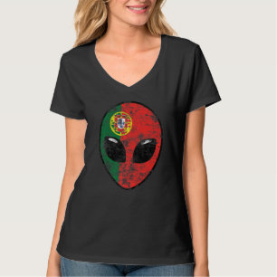 Camiseta Raíces portuguesas Cara alienígena Orgullosa bande