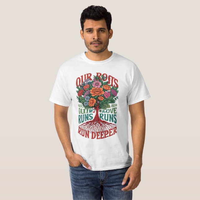 Camiseta "Raíces profundas, té de amor más profundo" (Anverso completo)
