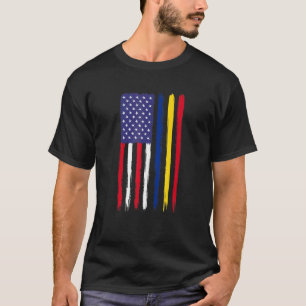 Camiseta Raíces rumanas banderas americanas patrióticas rom