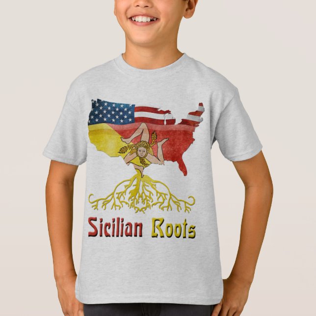 Camiseta Raíces sicilianas Patrimonio de la Bandera de Esta (Anverso)