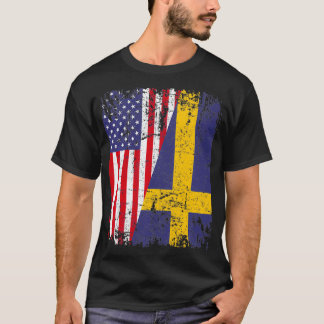 Camiseta RAÍCES SUECOS Bandera MEDIA Americana SUECIA