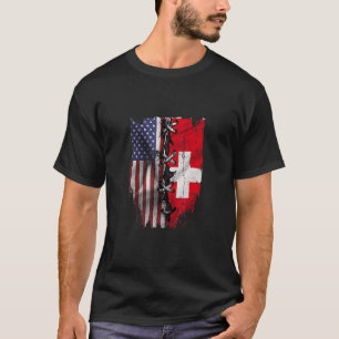 Camiseta Raíces Suizas Cultivadas en Estados Unidos Bandera