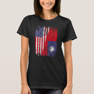 Camiseta Raíces Taiwanesas Media Bandera Americana Bandera