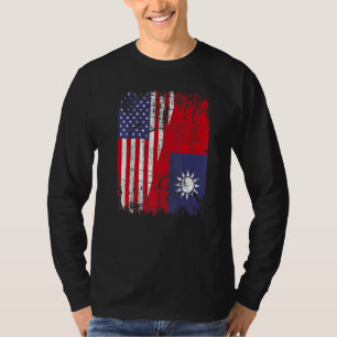 Camiseta Raíces Taiwanesas Media Bandera Americana Bandera 