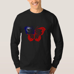 Camiseta Raíces Taiwanesas Orgullo Taiwanés Mariposa Bander