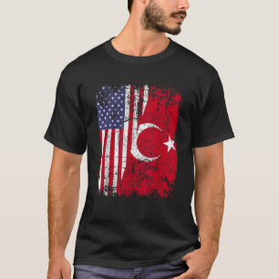 Camiseta RAÍCES TURCOS Bandera media estadounidense BANDERA