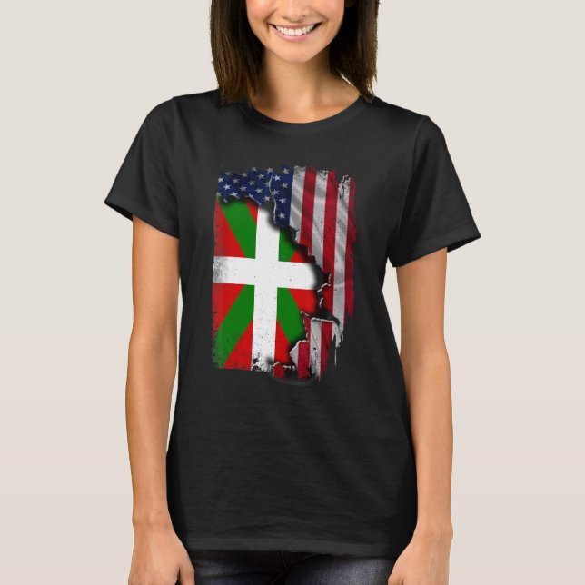 Camiseta RAÍCES vascos Bandera semiamericana Patriótica vas (Anverso)