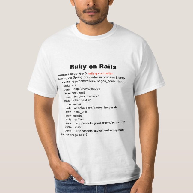 Camiseta rails g controller (Ruby on Rails) T-shirts (Anverso)