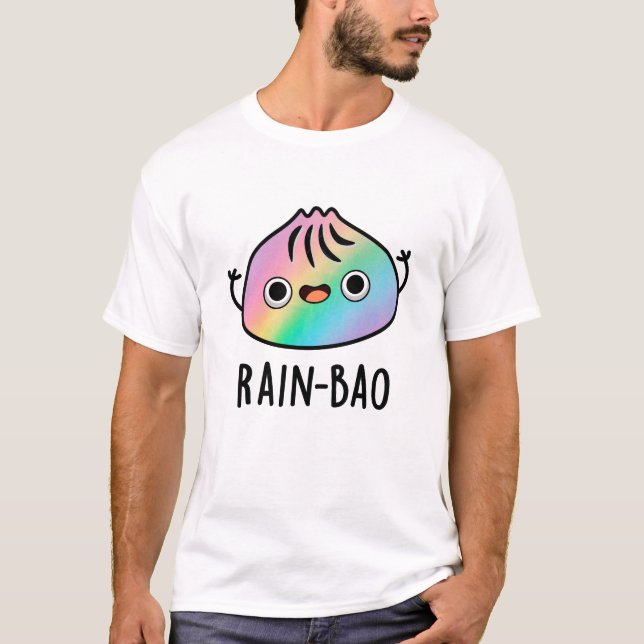 Camiseta Rain-bao Funny Rainbow Dimsum Bao Pun (Anverso)