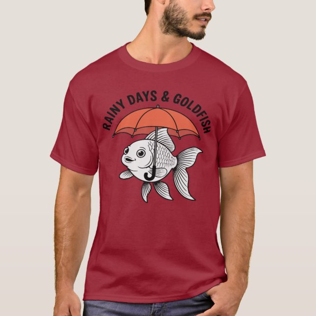 Camiseta Rain or Shine – Fish with Umbrella Funny T-Shirt (Anverso)