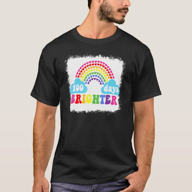 Camiseta Rainbow 100 Days Brighter Teacher Student 100 Days (Anverso)