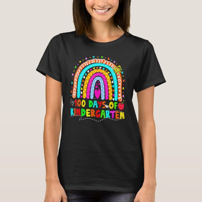 Camiseta Rainbow 100 Days Of Kindergarten Teacher 100th Day (Anverso)