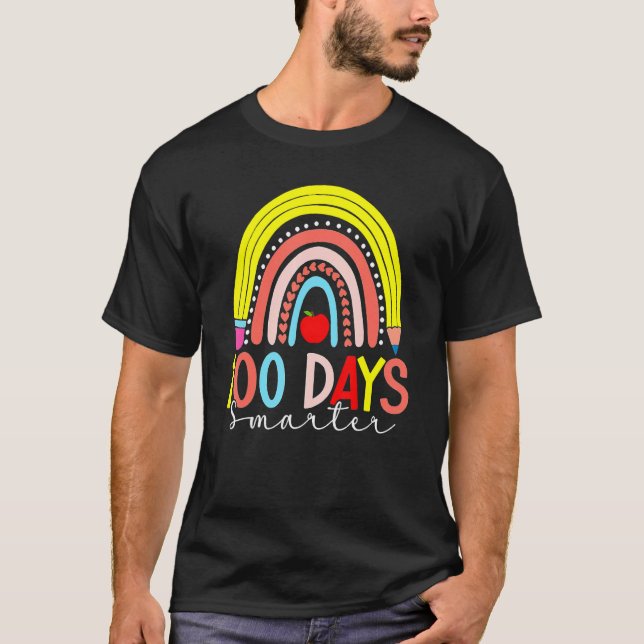 Camiseta Rainbow 100 Days Smarter Happy 100 Days Of School  (Anverso)