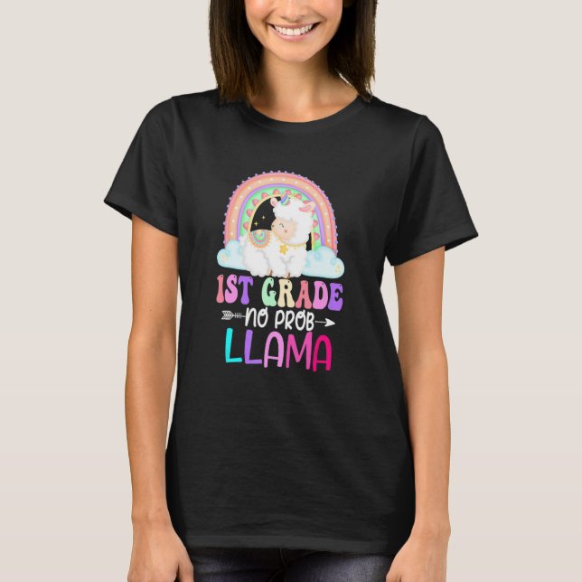 Camiseta Rainbow 1st Grade No Prob Llama 100th Day Of Schoo (Anverso)