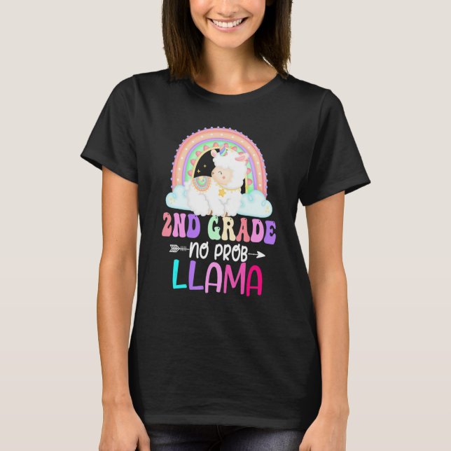Camiseta Rainbow 2nd Grade No Prob Llama 100th Day of Schoo (Anverso)