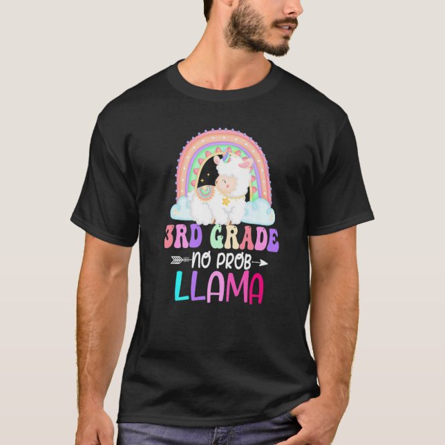 Camiseta Rainbow 3rd Grade No Prob Llama 100th Day of Schoo (Anverso)