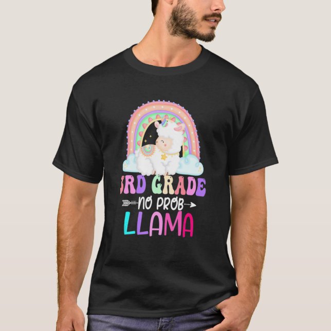 Camiseta Rainbow 3rd Grade No Prob Llama 100th Day Of Schoo (Anverso)