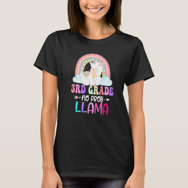 Camiseta Rainbow 3rd Grade No Prob Llama 100th Day of Schoo (Anverso)
