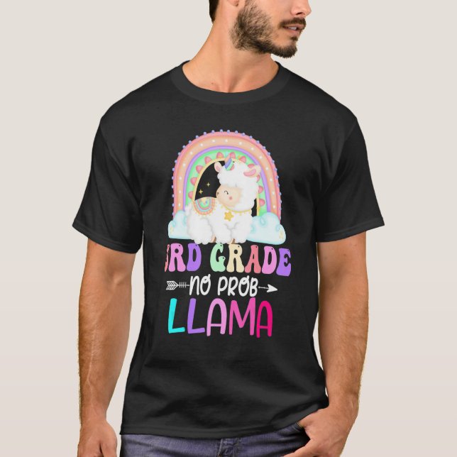 Camiseta Rainbow 3rd Grade No Prob Llama 100th Day of Schoo (Anverso)