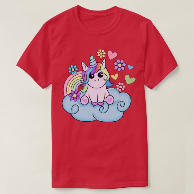 Camiseta Rainbow and Hearts Unicorn Art (Diseño del anverso)