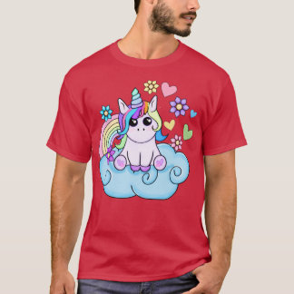 Camiseta Rainbow and Hearts Unicorn Art
