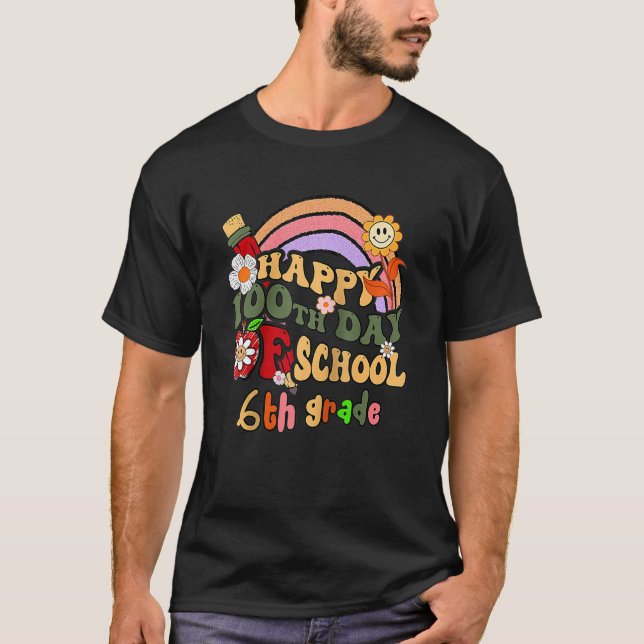 Camiseta Rainbow Cute Flora Happy 100th Day Of School In 6t (Anverso)