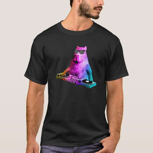 Camiseta Rainbow Dj Capybara House Music (Anverso)