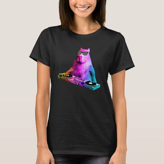 Camiseta Rainbow Dj Capybara House Music (Anverso)