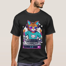 Camiseta Rainbow, DJ de un gato