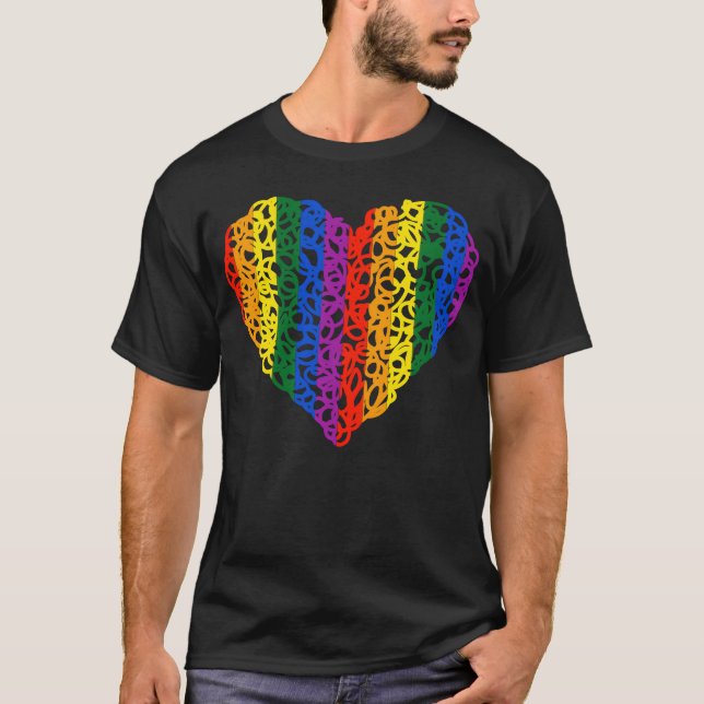 Camiseta Rainbow Doodle Heart family (Anverso)