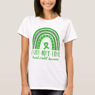 Camiseta Rainbow Faith Hope Love Mental Health Awaration