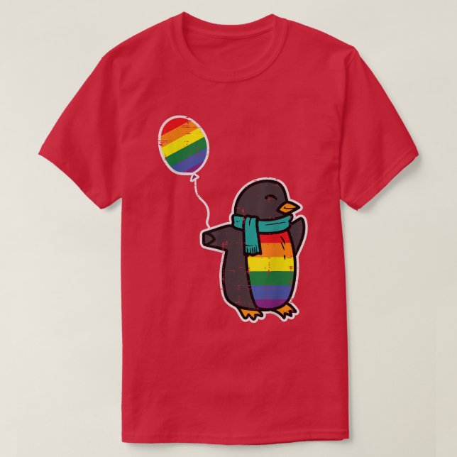 Camiseta Rainbow Flag Penguin Cute Gay Pride Ally LGBTQ Mon (Diseño del anverso)