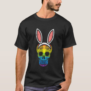 Camiseta Rainbow Flag Sugar Skull Bunny Ears Easter Gay
