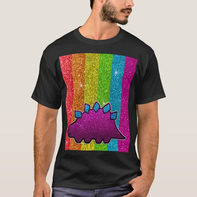 Camiseta Rainbow Glitter Dinosaur Sparkly LGBT Sparkle Cute (Anverso)