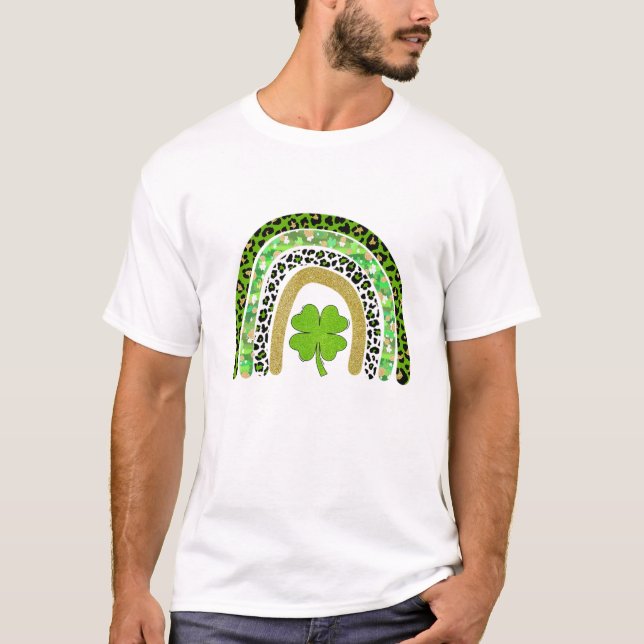 Camiseta Rainbow Green Shamrock Irish Leprechaun St Patrick (Anverso)