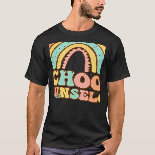 Camiseta Rainbow Groovy School Counselor Guidance Teacher S (Anverso)