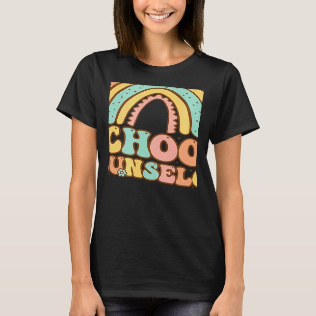 Camiseta Rainbow Groovy School Counselor Guidance Teacher S (Anverso)