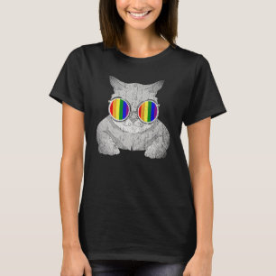 Camiseta Rainbow Guay Gafas de sol Gato Gay Pride Mes Lgbtq