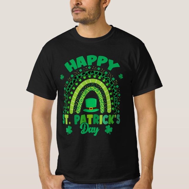 Camiseta Rainbow Happy St Patrys Day Shamrock Leprechaun (Anverso)