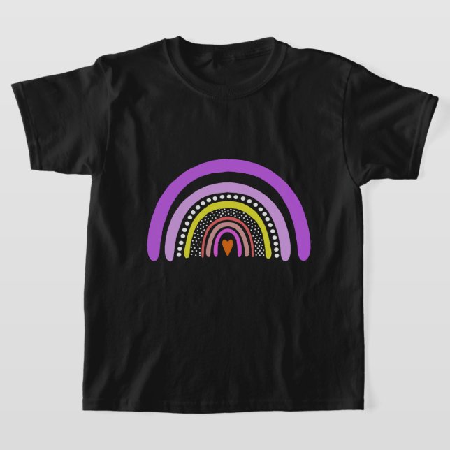 Camiseta Rainbow Heart Boho Doodle T-Shirt (Distribución)
