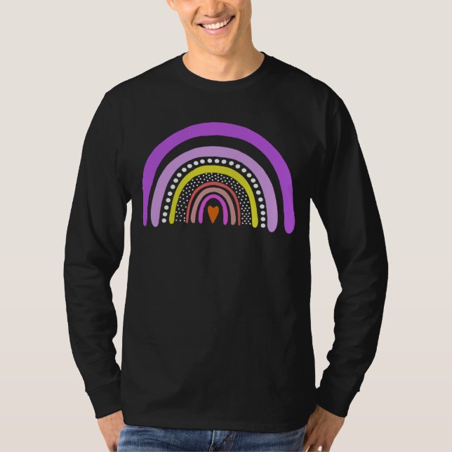 Camiseta Rainbow Heart Boho Doodle T-Shirt (Anverso)