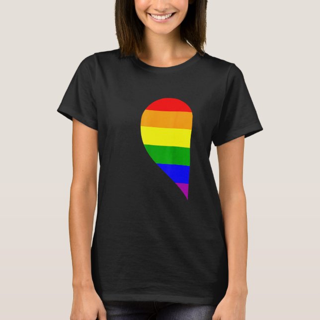 Camiseta Rainbow Heart Lgbt Matching Gay Couple Valentine's (Anverso)