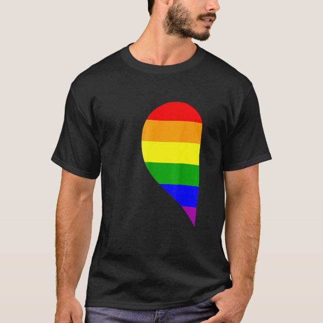 Camiseta Rainbow Heart Lgbt Matching Gay Couple Valentine's (Anverso)