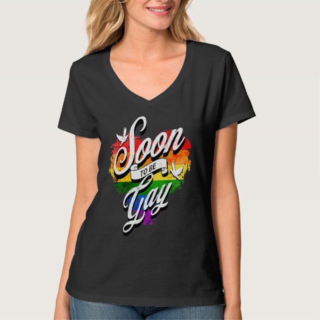 Camiseta Rainbow Heart Love LGBTQIA Human Rights Gay Trans  (Anverso)