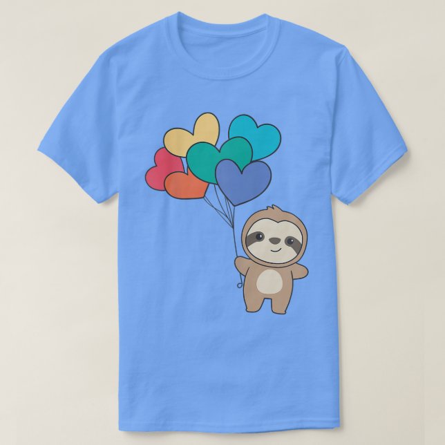 Camiseta Rainbow Hearts Pride Lgbtq Balloons Sloth (Diseño del anverso)