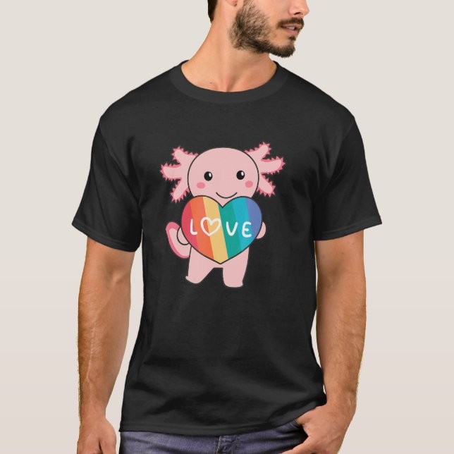 Camiseta Rainbow Hearts Pride Lgbtq Cute Animals Axolotl (Anverso)